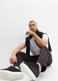 Pantalon droit regular et extensible à taille élastiquée