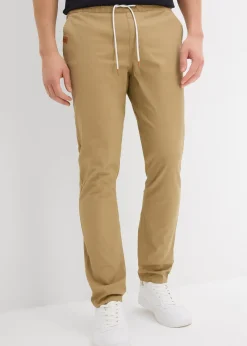 Pantalon droit regular et extensible à taille élastiquée