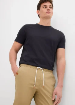 Pantalon droit regular et extensible à taille élastiquée