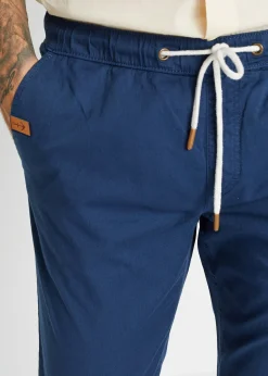 Pantalon droit taille élastiquée, slim