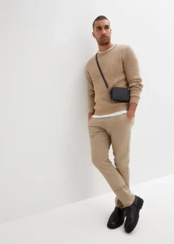 Pantalon droit taille élastiquée, slim