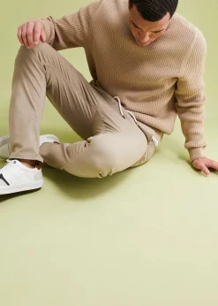 Pantalon droit taille élastiquée, slim