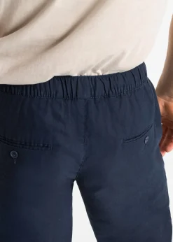 Pantalon droit taille élastiquée en lin majoritaire, regular