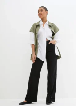 Pantalon en bengaline extensible à taille élastiquée