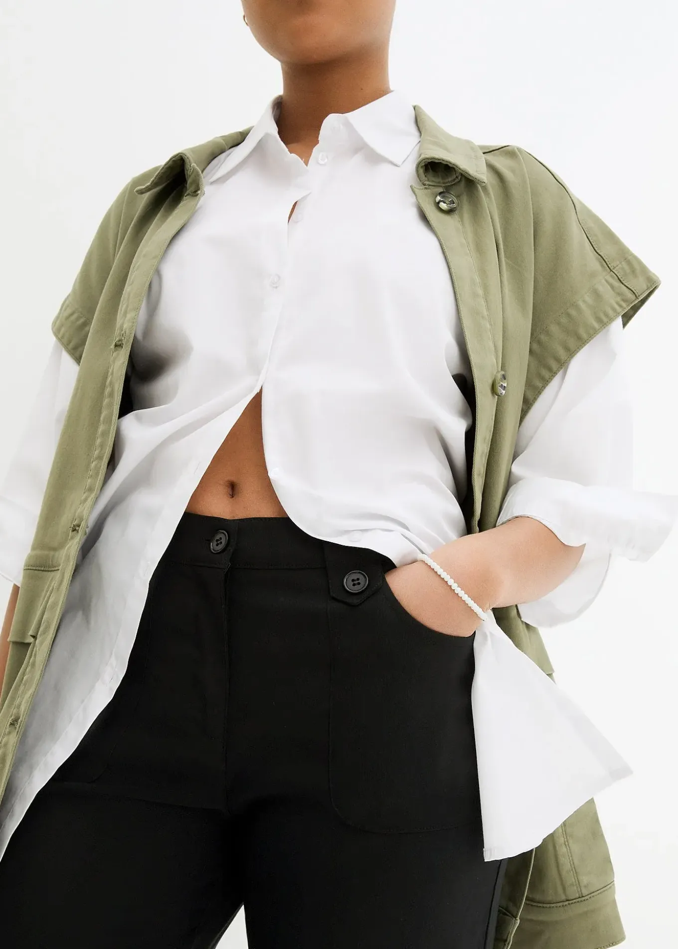 Pantalon en bengaline extensible à taille élastiquée