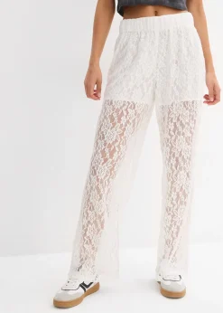 Pantalon en dentelle à taille élastiquée