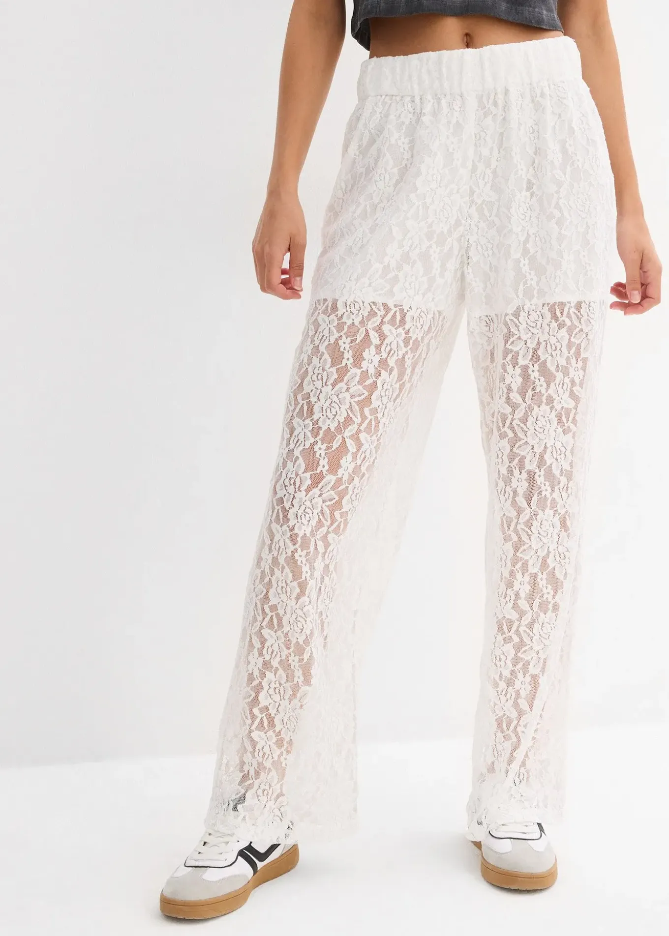 Pantalon en dentelle à taille élastiquée