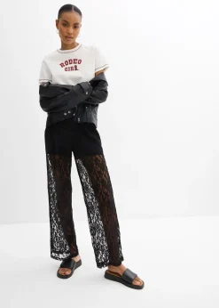 Pantalon en dentelle à taille élastiquée