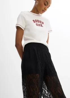 Pantalon en dentelle à taille élastiquée