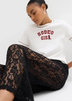 Pantalon en dentelle à taille élastiquée