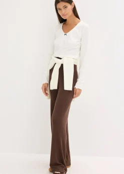 Pantalon en douce maille, viscose majoritaire