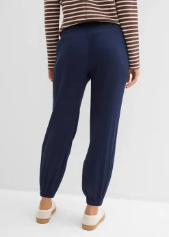 Pantalon en gaze de coton avec ceinture smockée