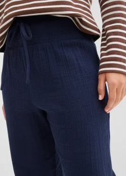 Pantalon en gaze de coton avec ceinture smockée