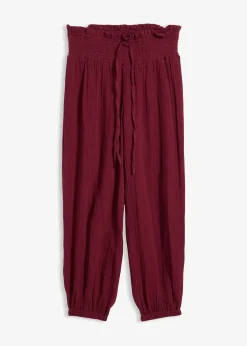 Pantalon en gaze de coton avec ceinture smockée