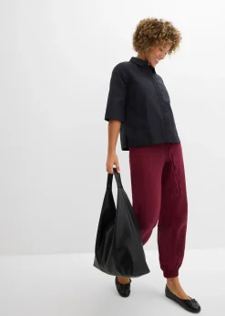 Pantalon en gaze de coton avec ceinture smockée
