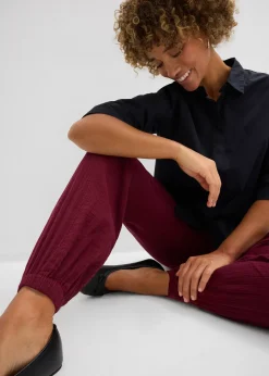 Pantalon en gaze de coton avec ceinture smockée