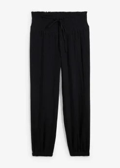 Pantalon en gaze de coton avec ceinture smockée