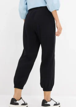Pantalon en gaze de coton avec ceinture smockée