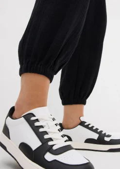 Pantalon en gaze de coton avec ceinture smockée