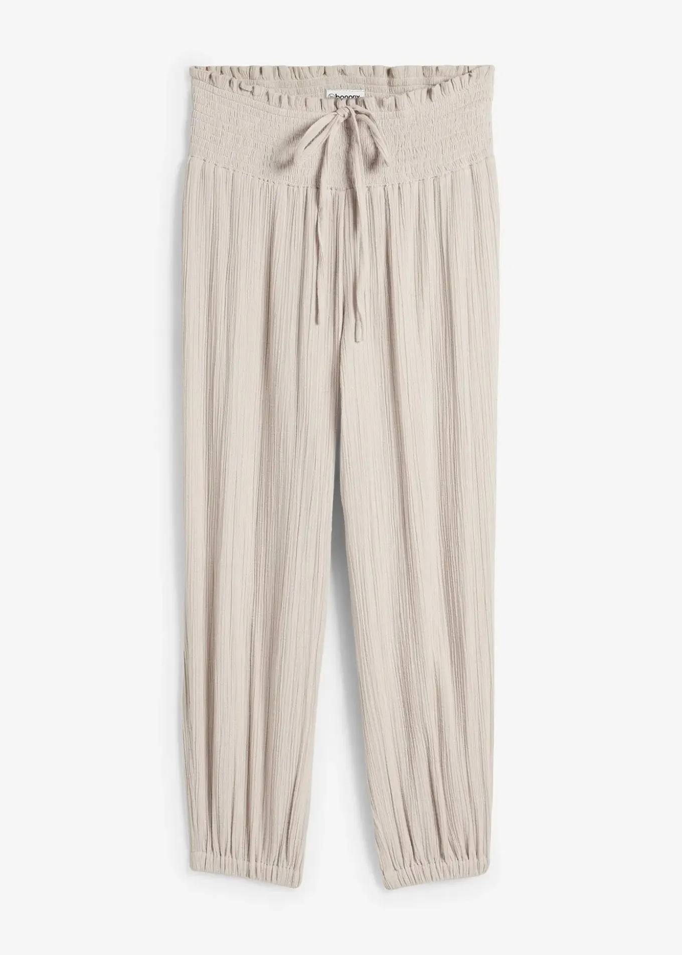Pantalon en gaze de coton avec ceinture smockée