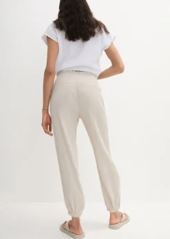 Pantalon en gaze de coton avec ceinture smockée