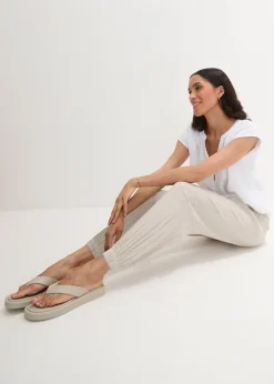 Pantalon en gaze de coton avec ceinture smockée