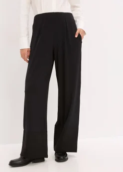 Pantalon en jersey avec empiècements satin