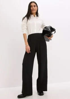 Pantalon en jersey avec empiècements satin