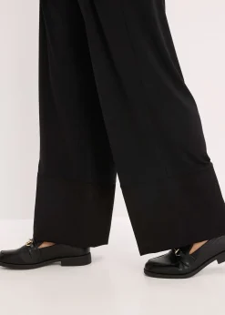 Pantalon en jersey avec empiècements satin