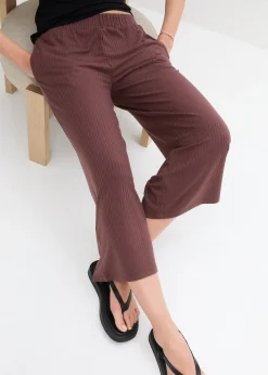 Pantalon en jersey côtelé à taille élastiquée