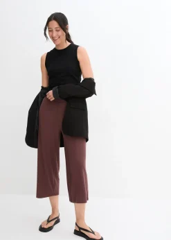 Pantalon en jersey côtelé à taille élastiquée
