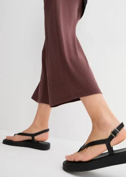 Pantalon en jersey côtelé à taille élastiquée