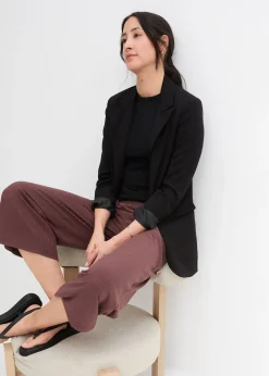 Pantalon en jersey côtelé à taille élastiquée