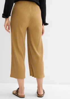 Pantalon en jersey côtelé à taille élastiquée