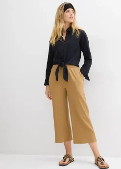 Pantalon en jersey côtelé à taille élastiquée