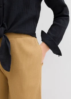 Pantalon en jersey côtelé à taille élastiquée