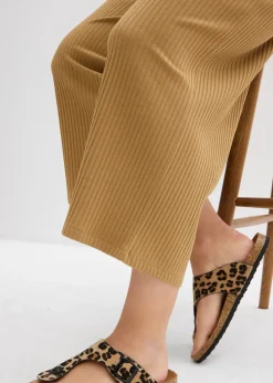 Pantalon en jersey côtelé à taille élastiquée