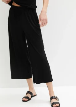 Pantalon en jersey côtelé à taille élastiquée