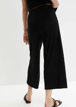 Pantalon en jersey côtelé à taille élastiquée