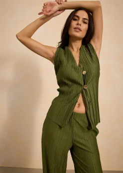 Pantalon en jersey plissé