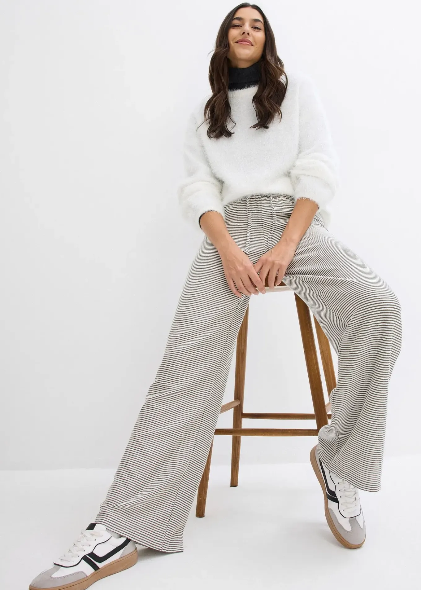 Pantalon en jersey rayé avec cordon de serrage, coton majoritaire