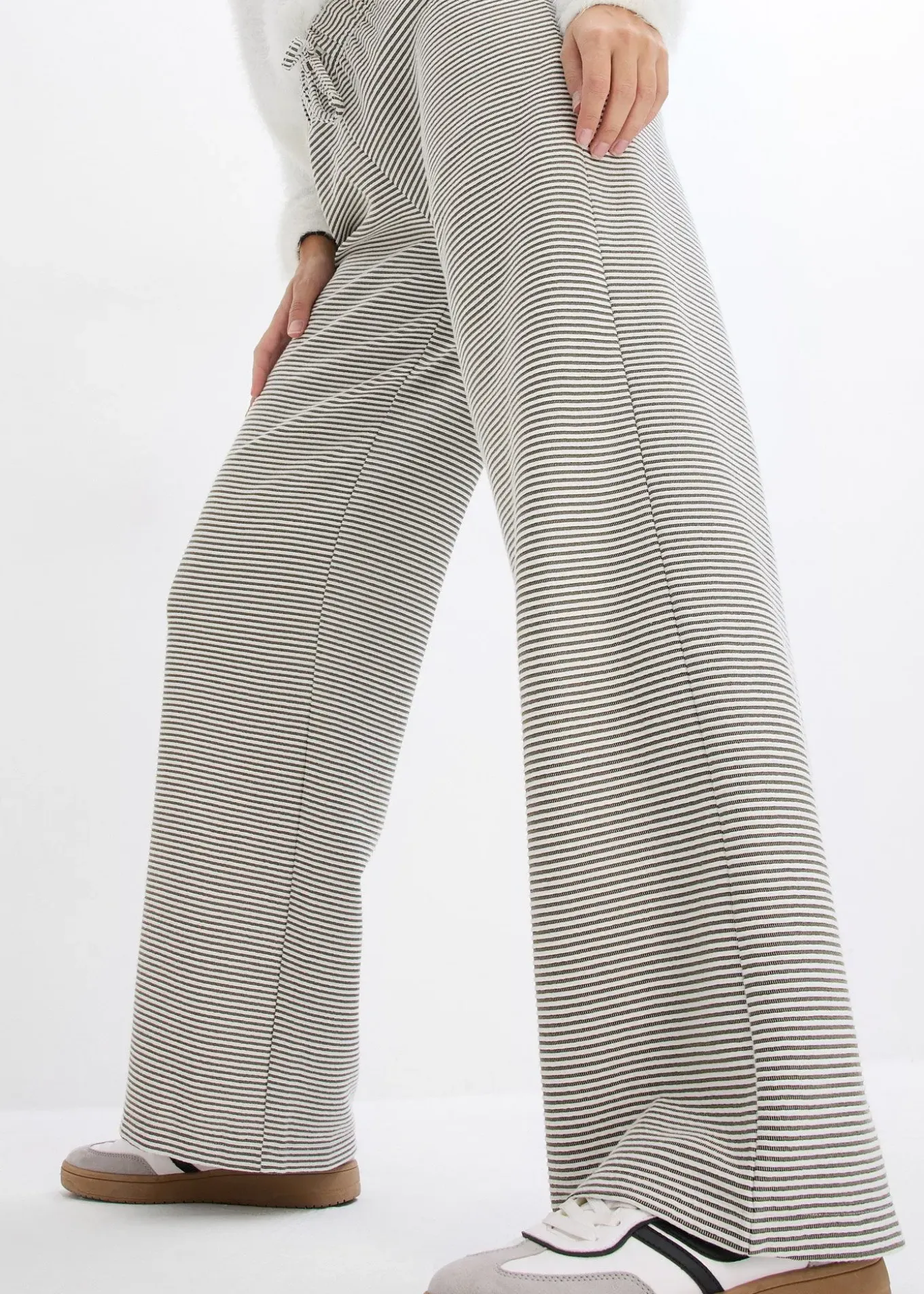 Pantalon en jersey rayé avec cordon de serrage, coton majoritaire