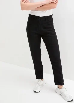 Pantalon en lin avec détails poche et boutons à la base