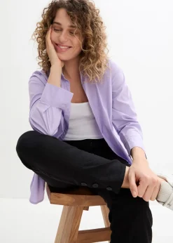 Pantalon en lin avec détails poche et boutons à la base