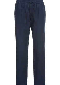 Pantalon en lin mélangé, taille élastiquée