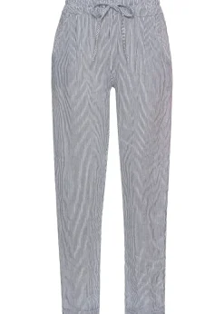 Pantalon en lin mélangé, taille élastiquée