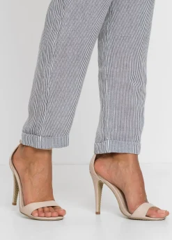 Pantalon en lin mélangé, taille élastiquée