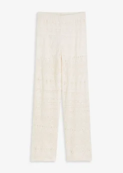 Pantalon en maille ajourée à taille élastiquée