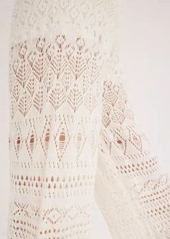 Pantalon en maille ajourée à taille élastiquée