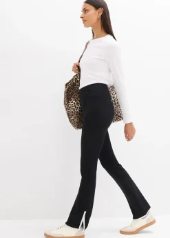 Pantalon en Punto di Roma avec fentes contrastantes